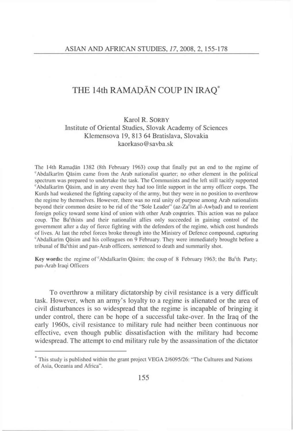 THE 14Th RAMADÄN COUP in IRAQ*