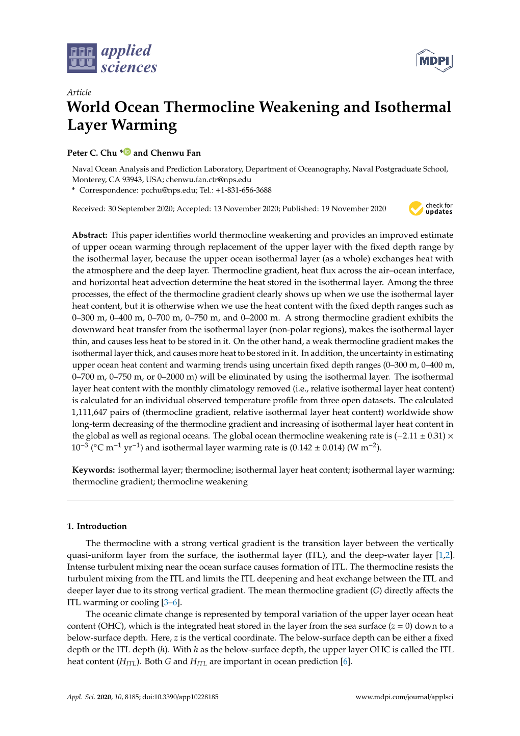 World Ocean Thermocline Weakening and Isothermal Layer Warming