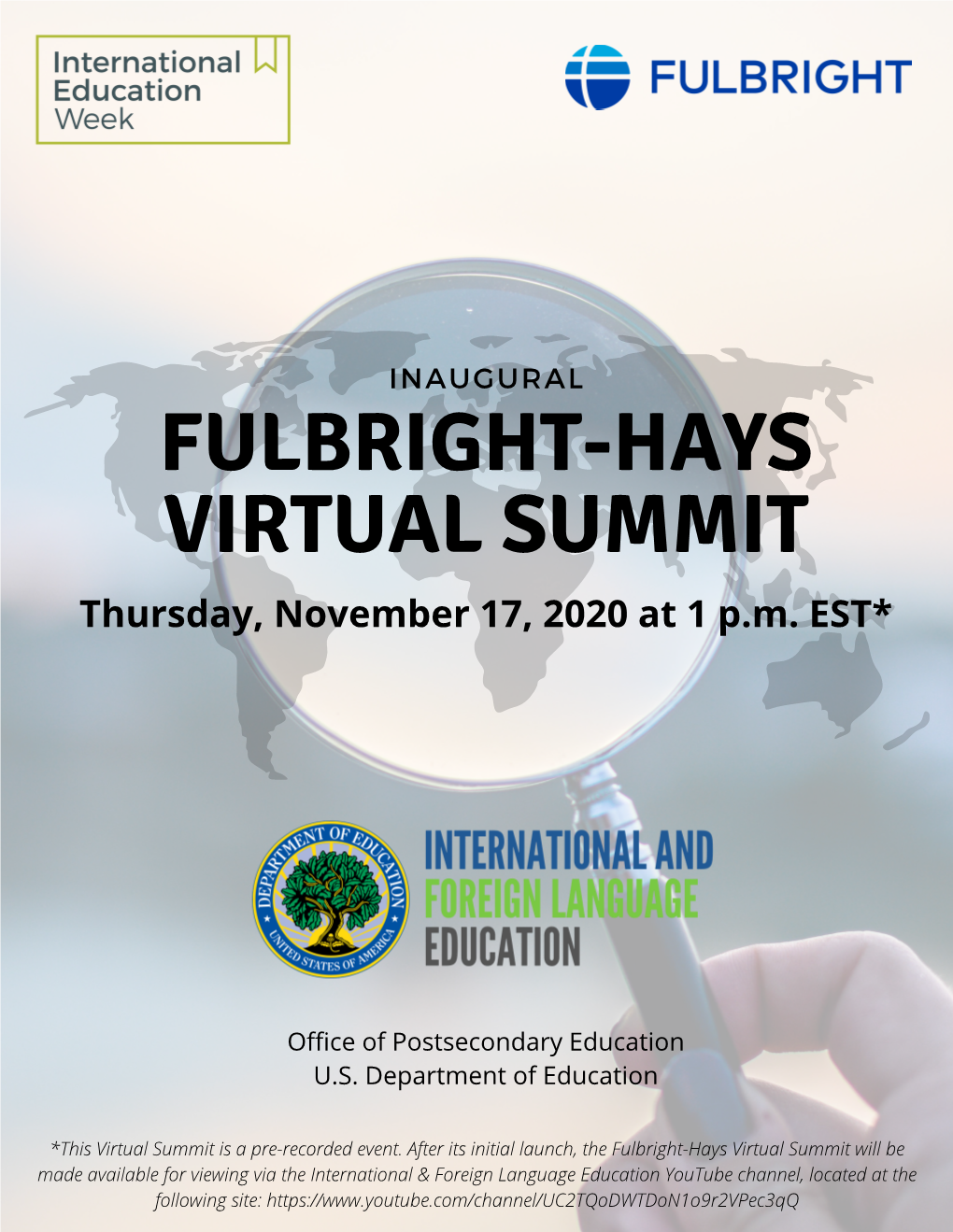 FULBRIGHT-HAYS VIRTUAL SUMMIT Thursday, November 17, 2020 at 1 P.M