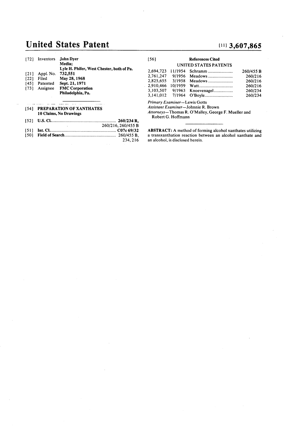 United States Patent (113,607,865