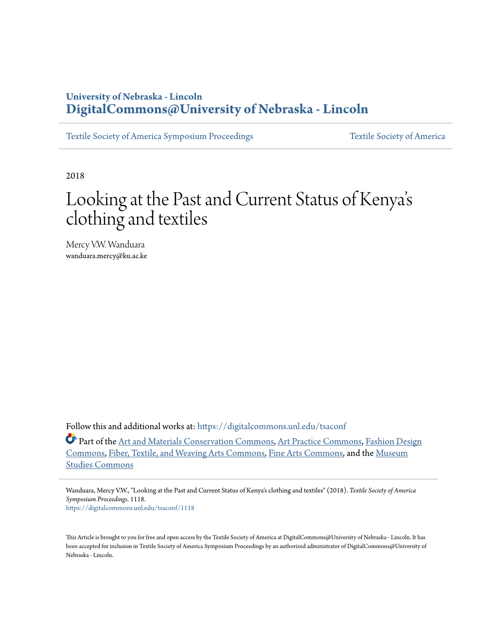 Looking at the Past and Current Status of Kenya's Clothing and Textiles