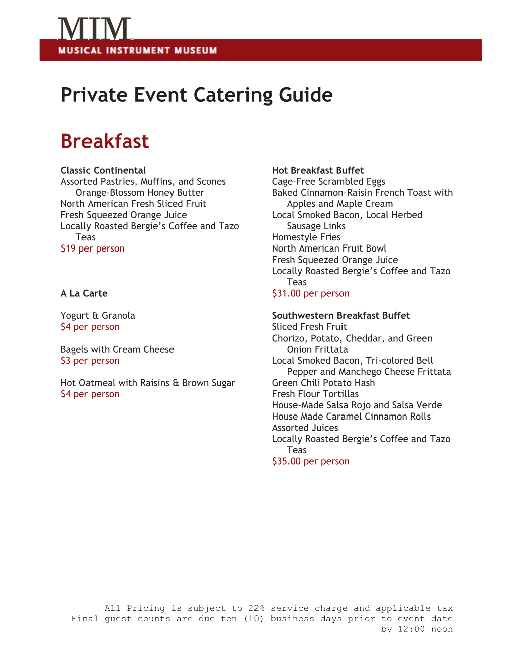 Private Event Catering Guide Breakfast