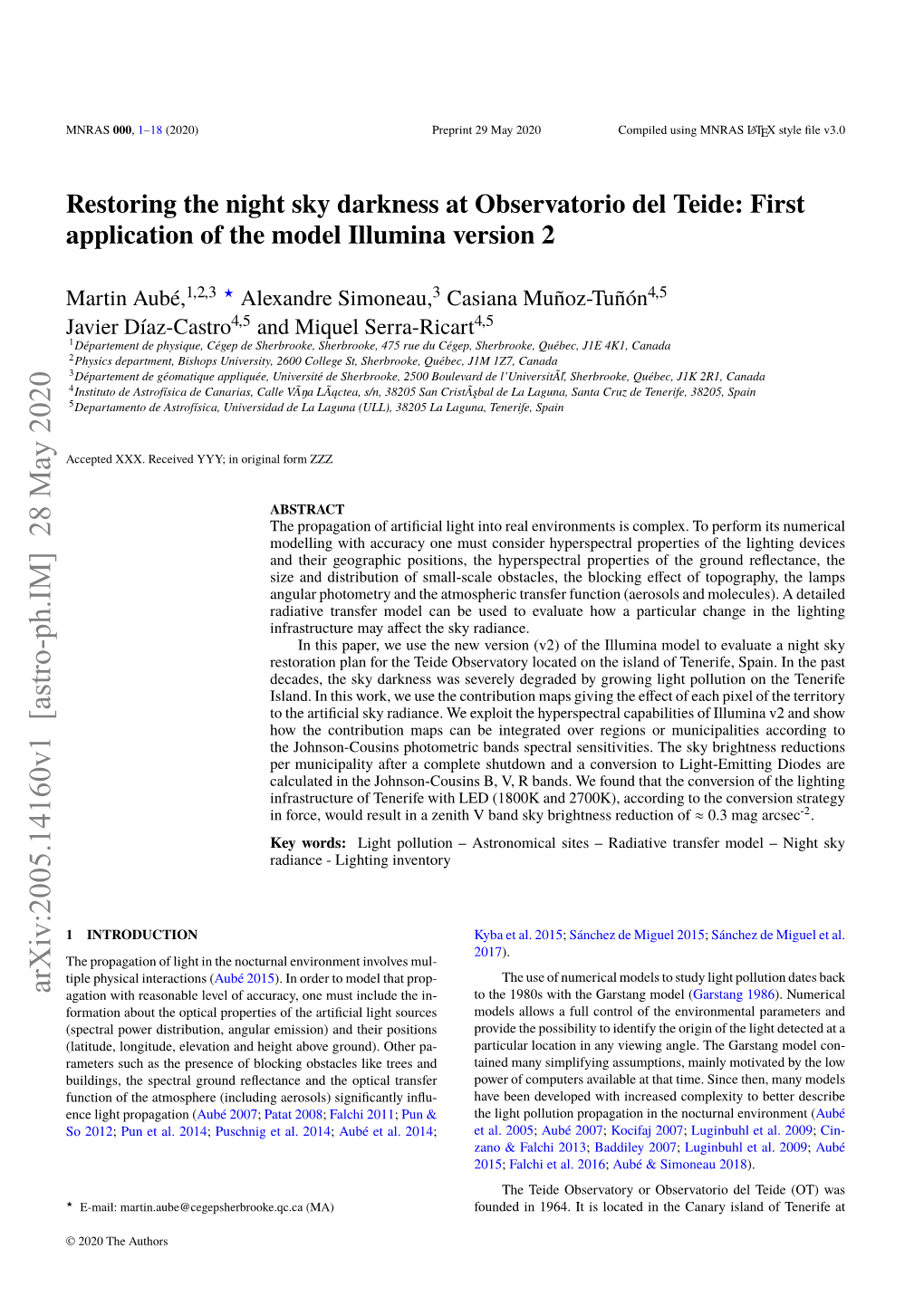 Arxiv:2005.14160V1 [Astro-Ph.IM] 28 May 2020 Agation with Reasonable Level of Accuracy, One Must Include the In- to the 1980S with the Garstang Model (Garstang 1986)