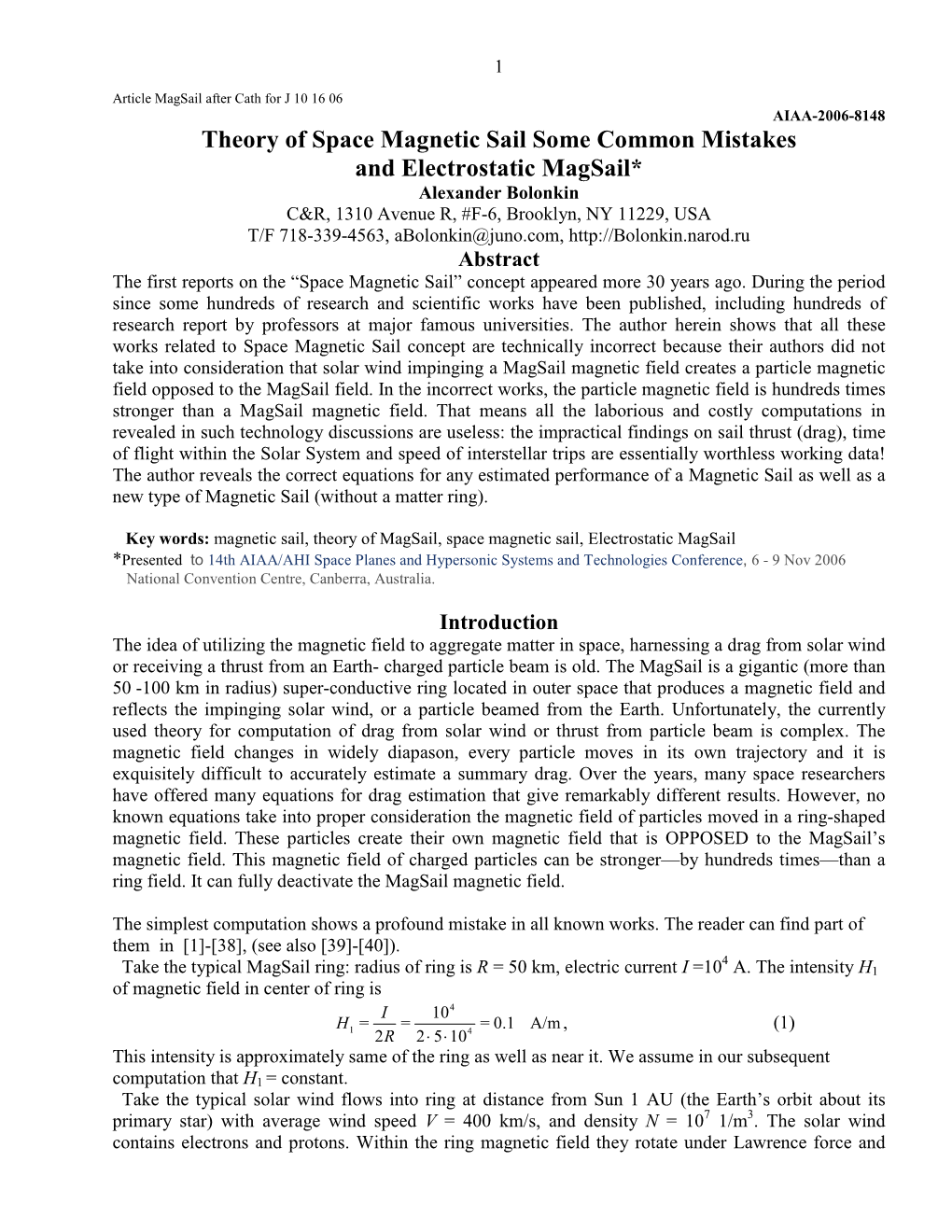 Theory of Space Magnetic Sail Some Common Mistakes and Electrostatic Magsail