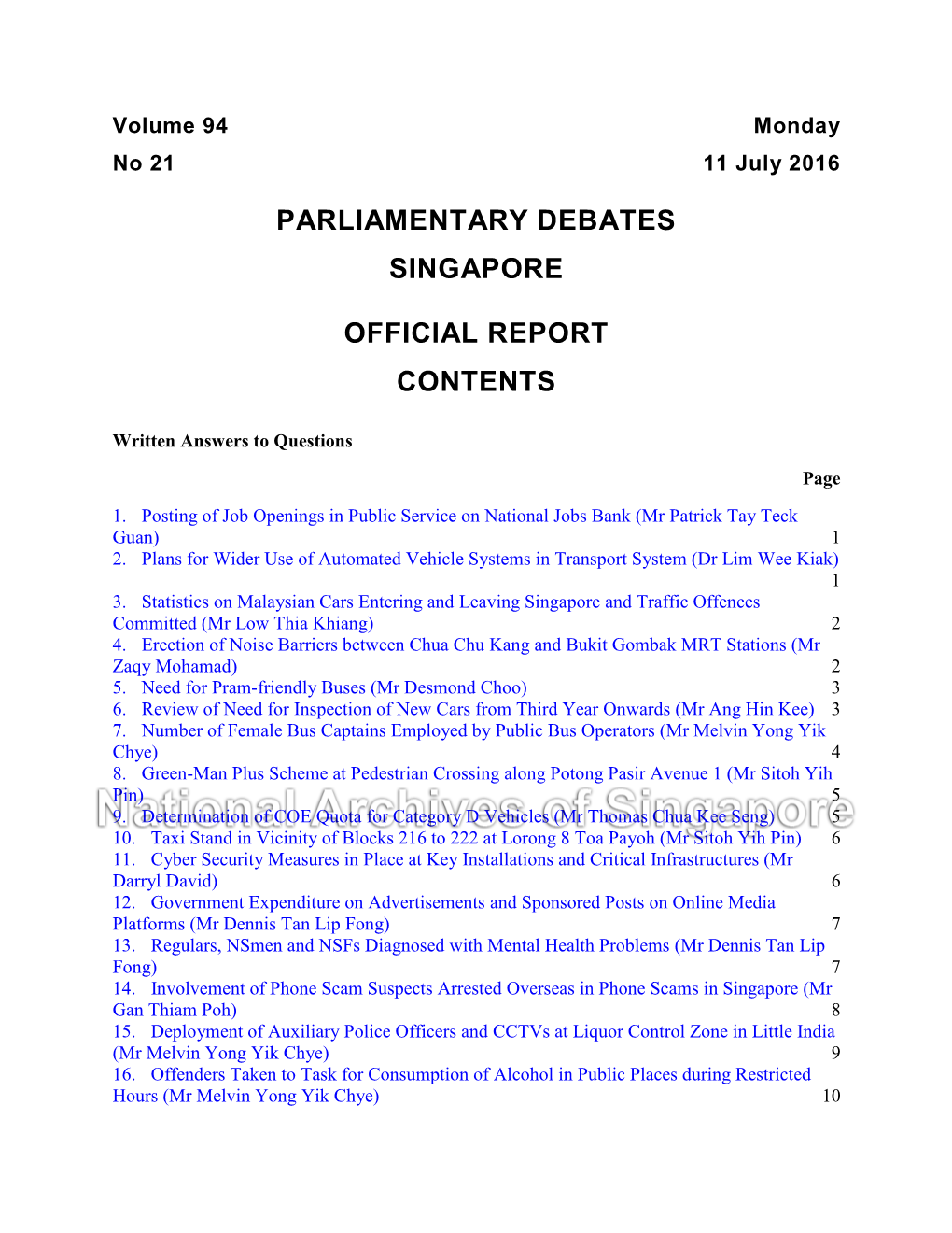 Parliamentary Debates Singapore Official Report