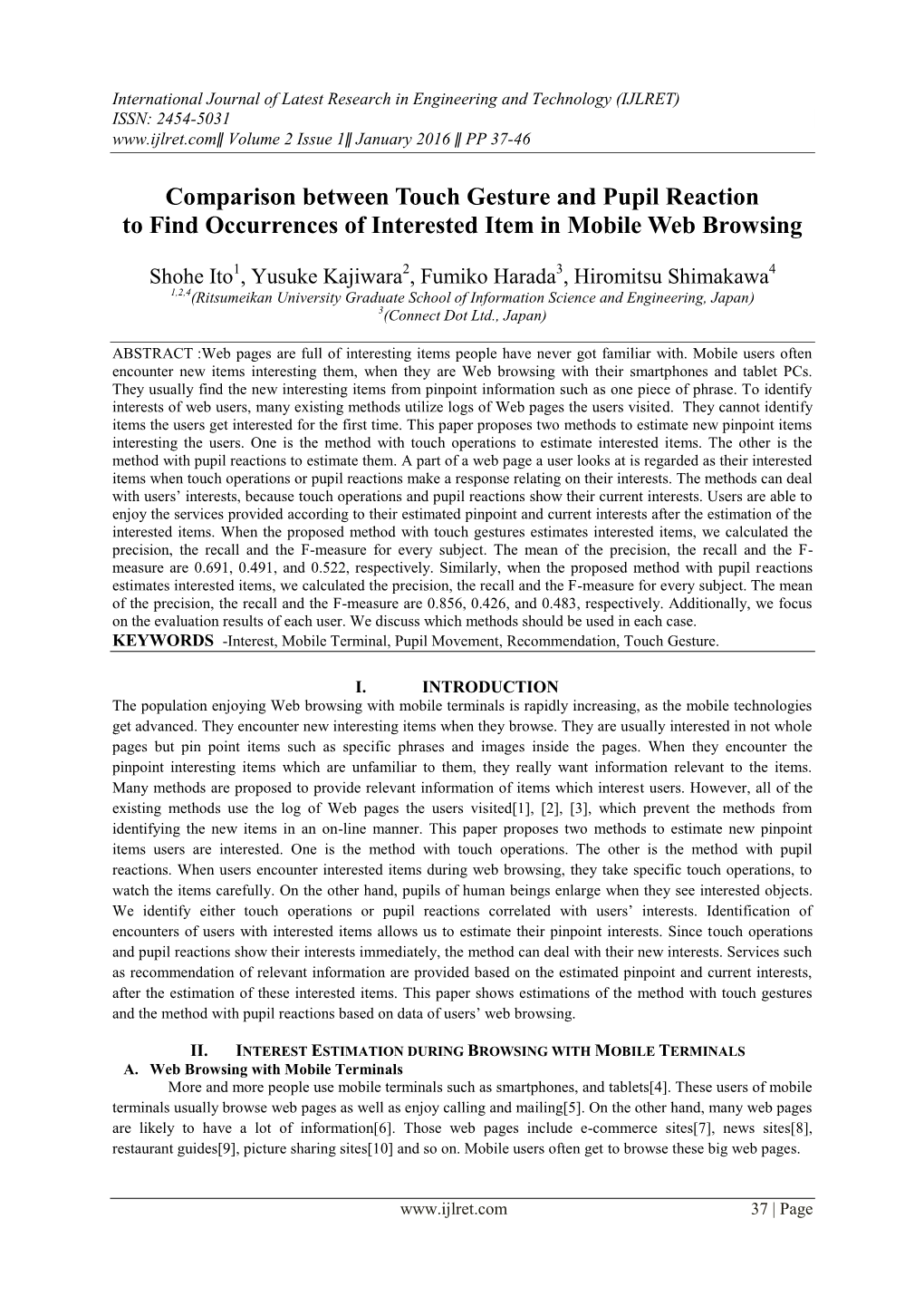 Comparison Between Touch Gesture and Pupil Reaction to Find Occurrences of Interested Item in Mobile Web Browsing