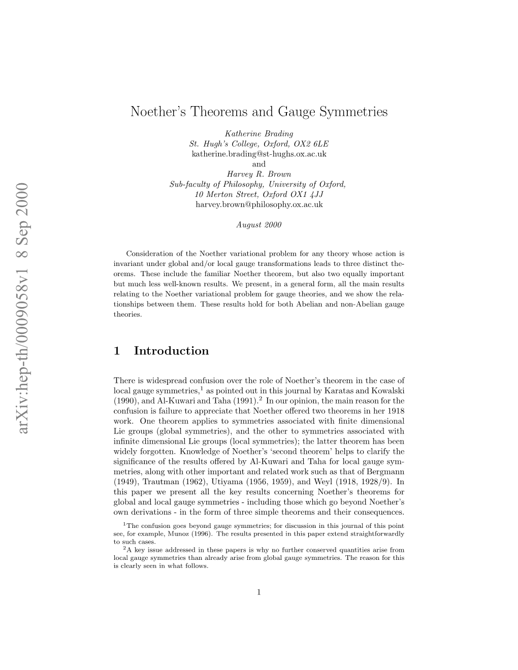 Noether's Theorems and Gauge Symmetries