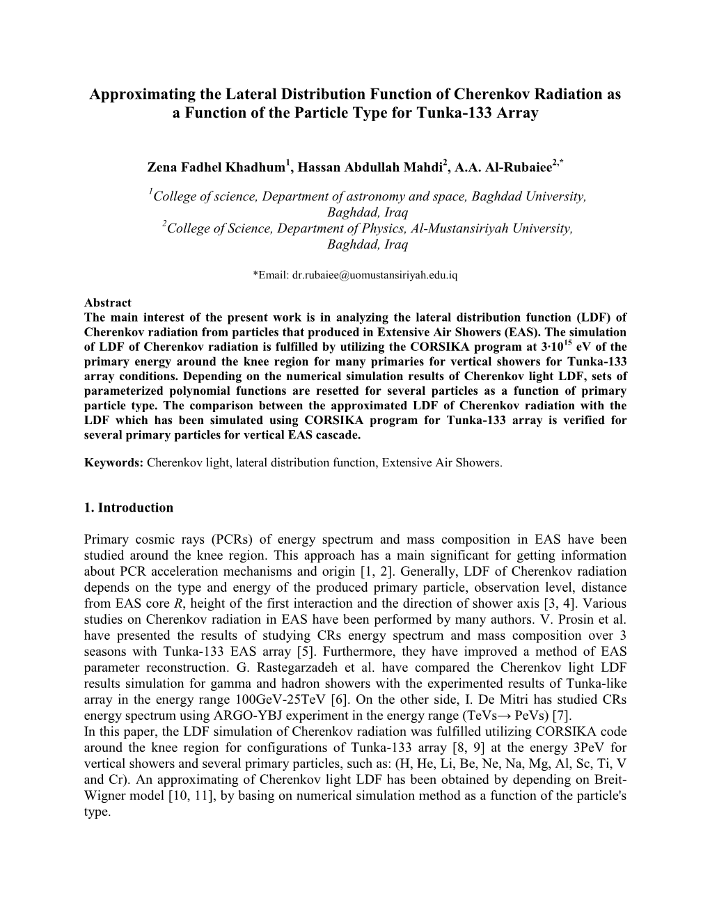 Approximating the Lateral Distribution Function of Cherenkov Radiation As a Function of the Particle Type for Tunka-133 Array