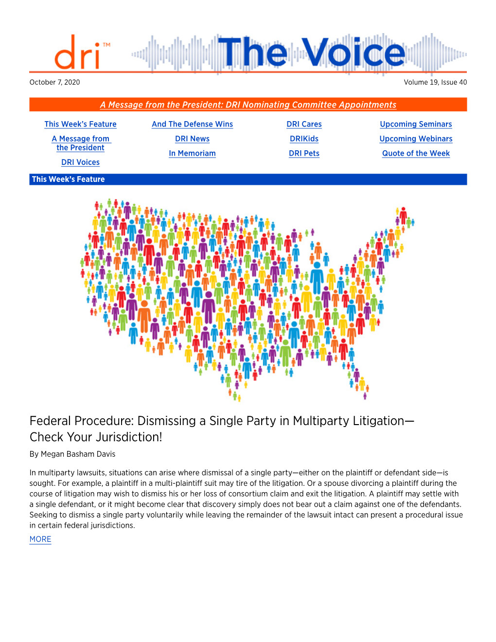 Federal Procedure: Dismissing a Single Party in Multiparty Litigation— Check Your Jurisdiction! by Megan Basham Davis