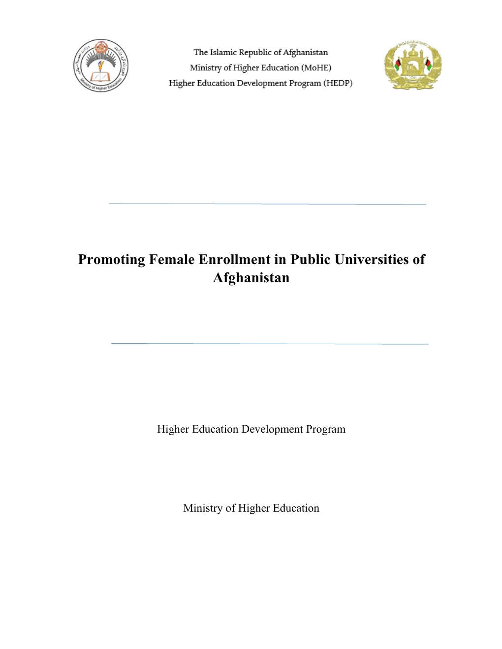 Promoting Female Enrollment in Public Universities of Afghanistan