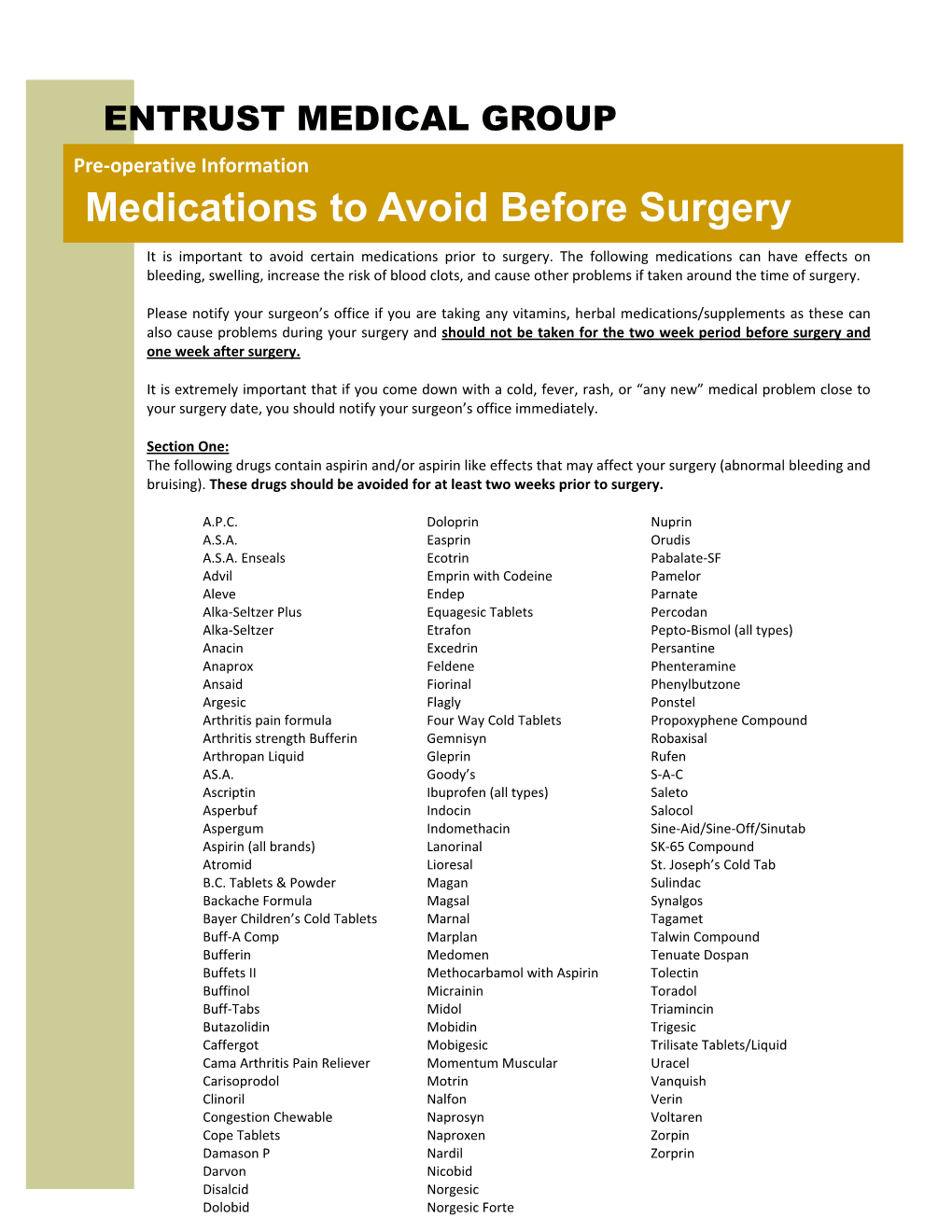 Medications to Avoid Before Surgery