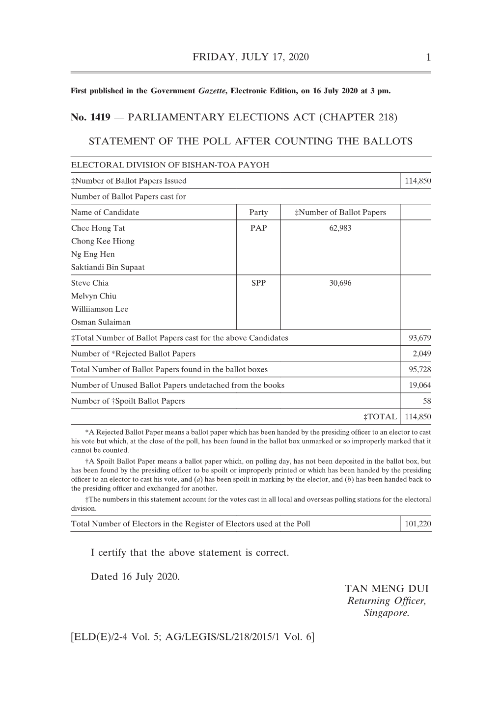 Parliamentary Elections Act (Chapter 218)