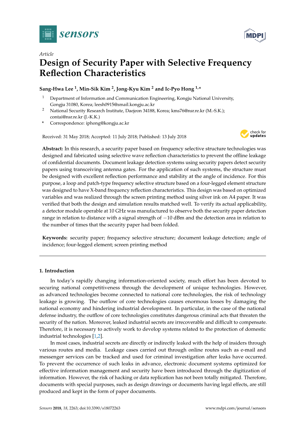 Design of Security Paper with Selective Frequency Reflection