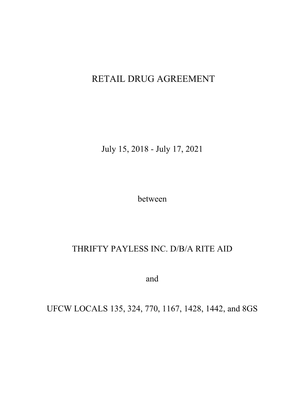 Retail Drug Agreement