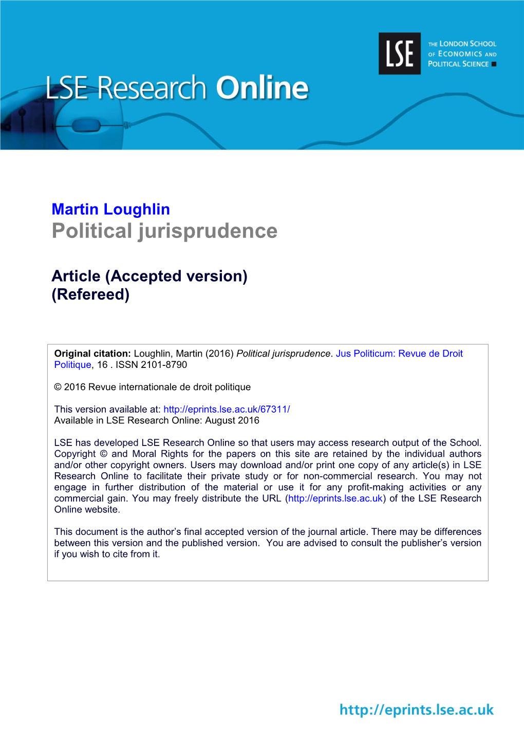 Martin Loughlin Political Jurisprudence