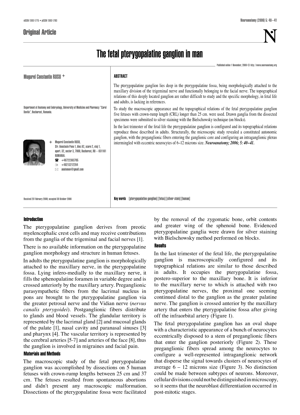 The Fetal Pterygopalatine Ganglion in Man