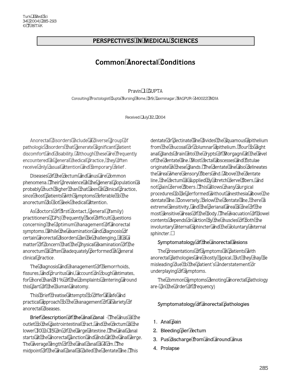 Common Anorectal Conditions