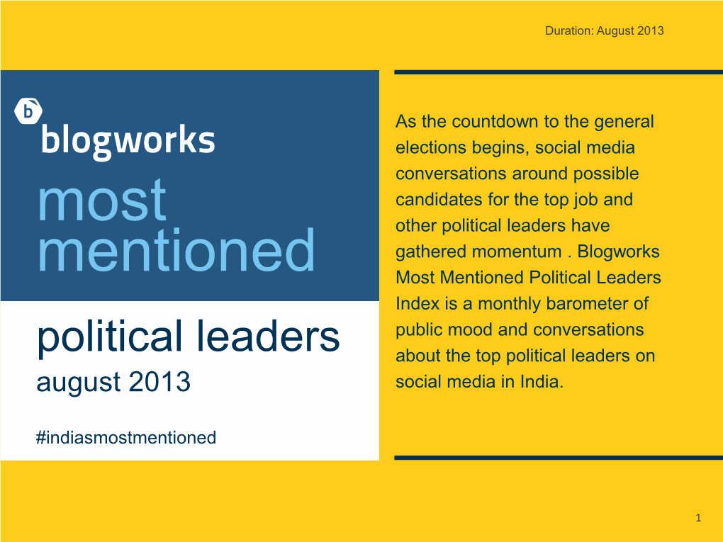 Blogworks Most Mentioned Political Leaders Index