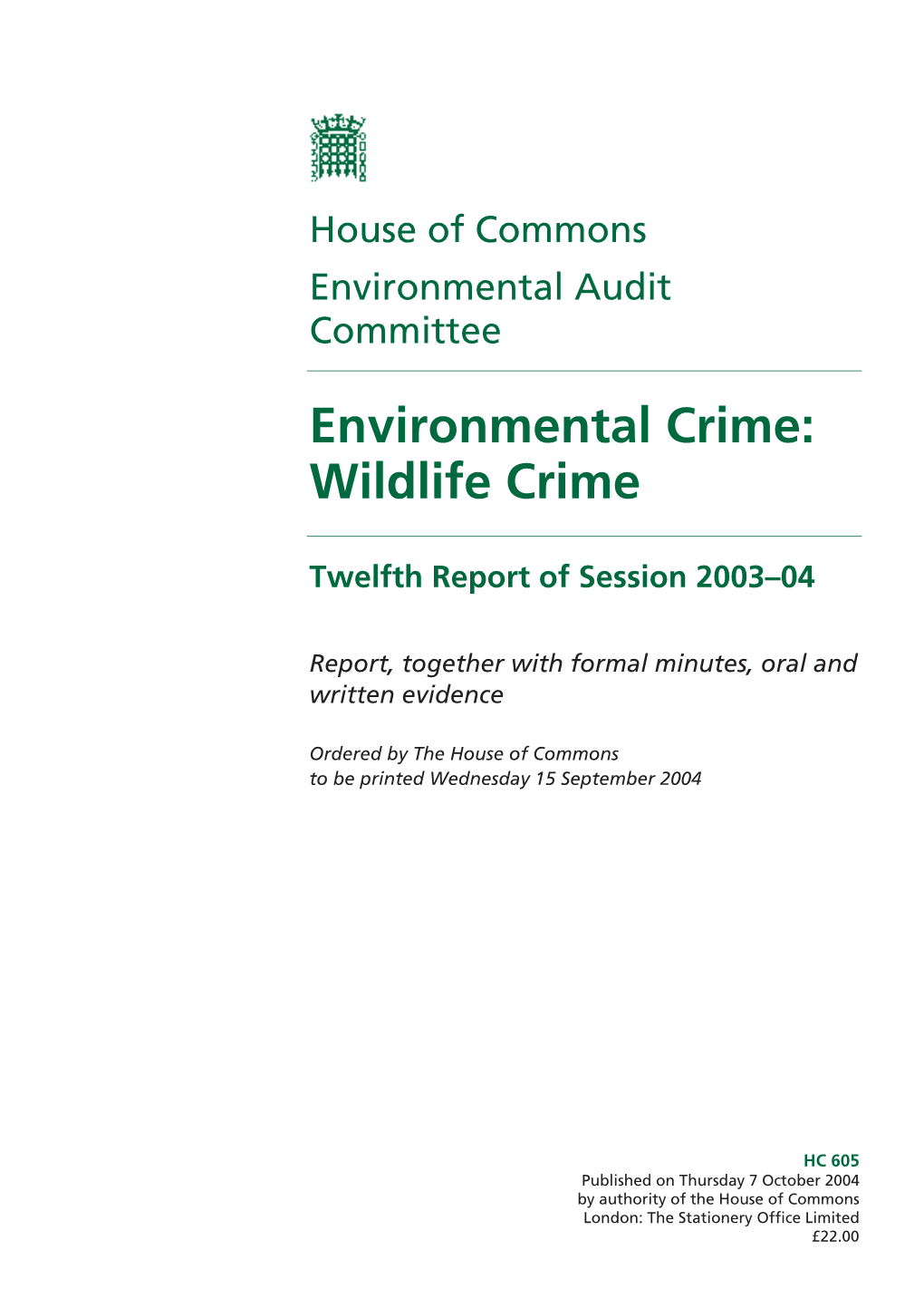 Environmental Crime: Wildlife Crime