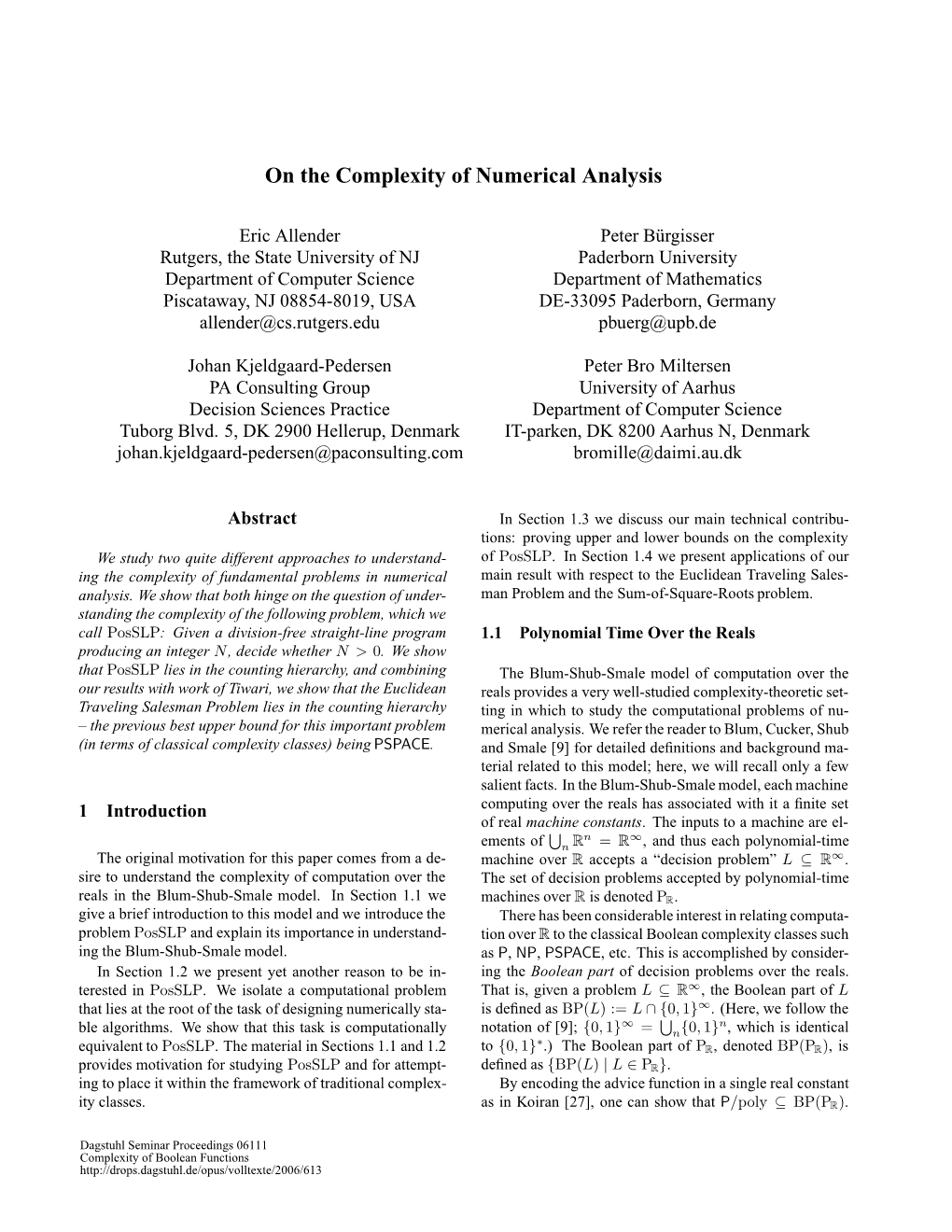 On the Complexity of Numerical Analysis