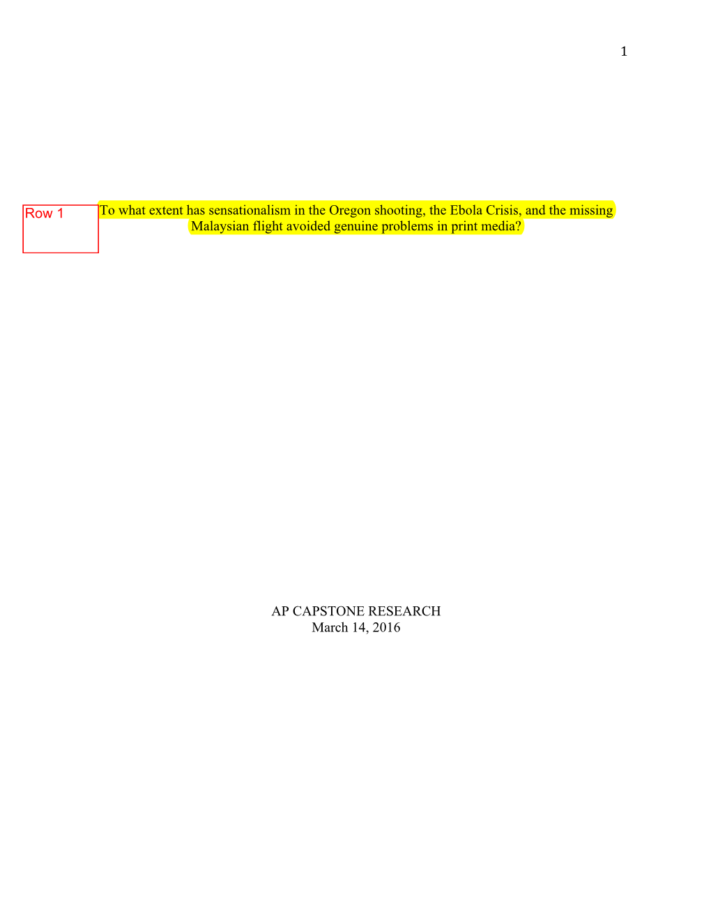 1 to What Extent Has Sensationalism in the Oregon Shooting, the Ebola