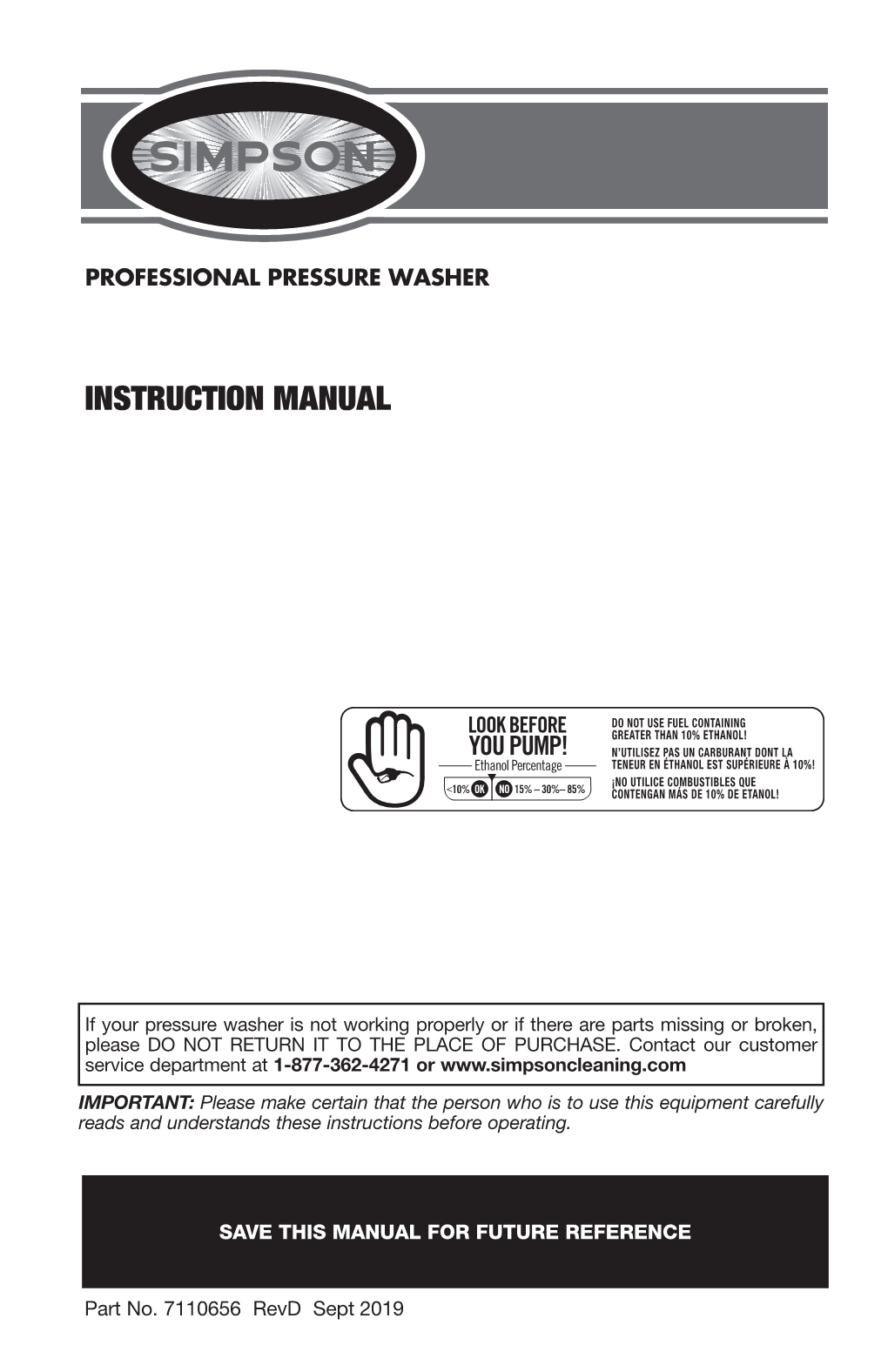 7110656 Pro Pressure Washer Manual Revd