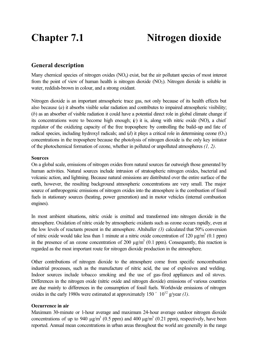 Chapter 7.1 Nitrogen Dioxide