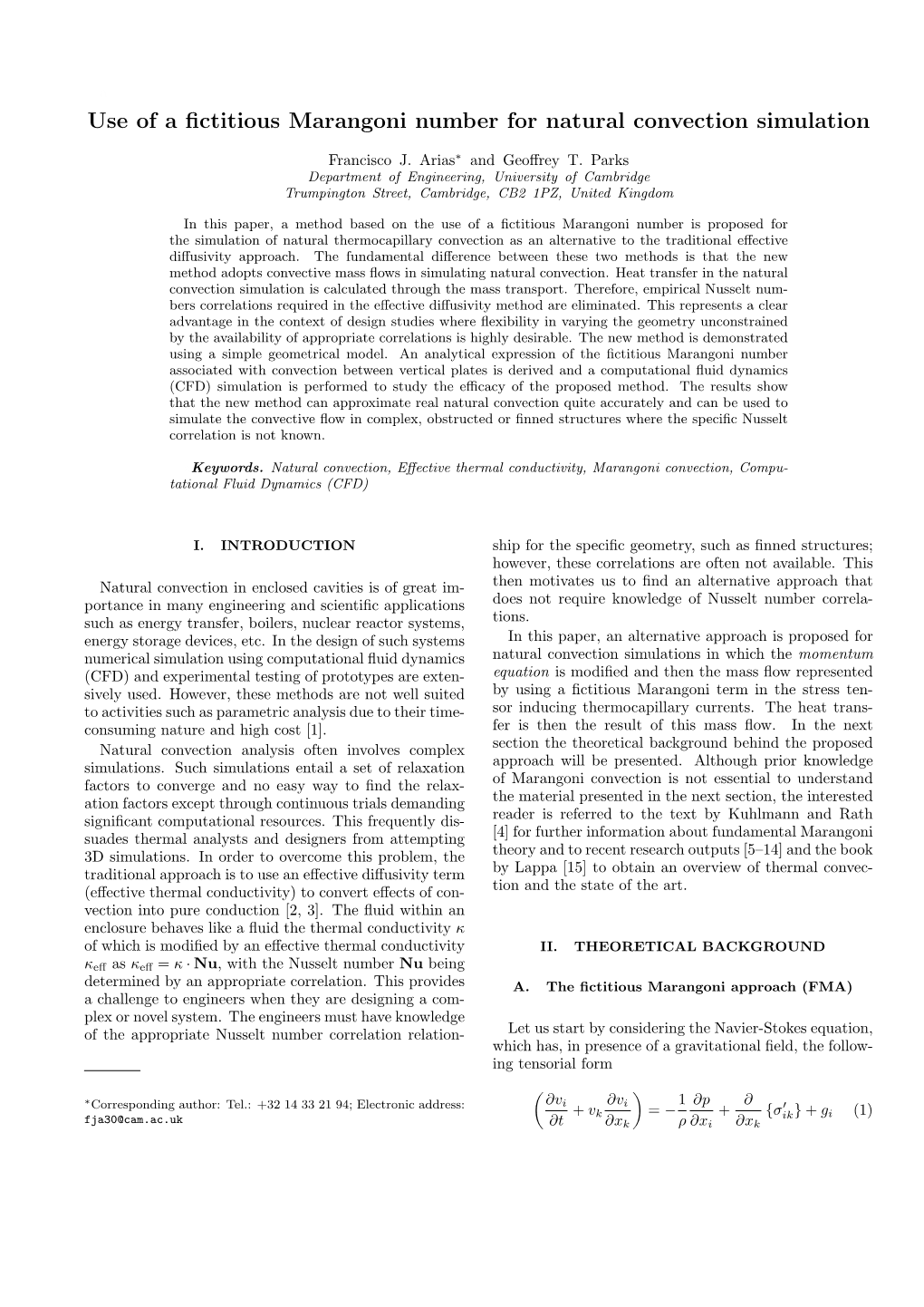 Use of a Fictitious Marangoni Number for Natural