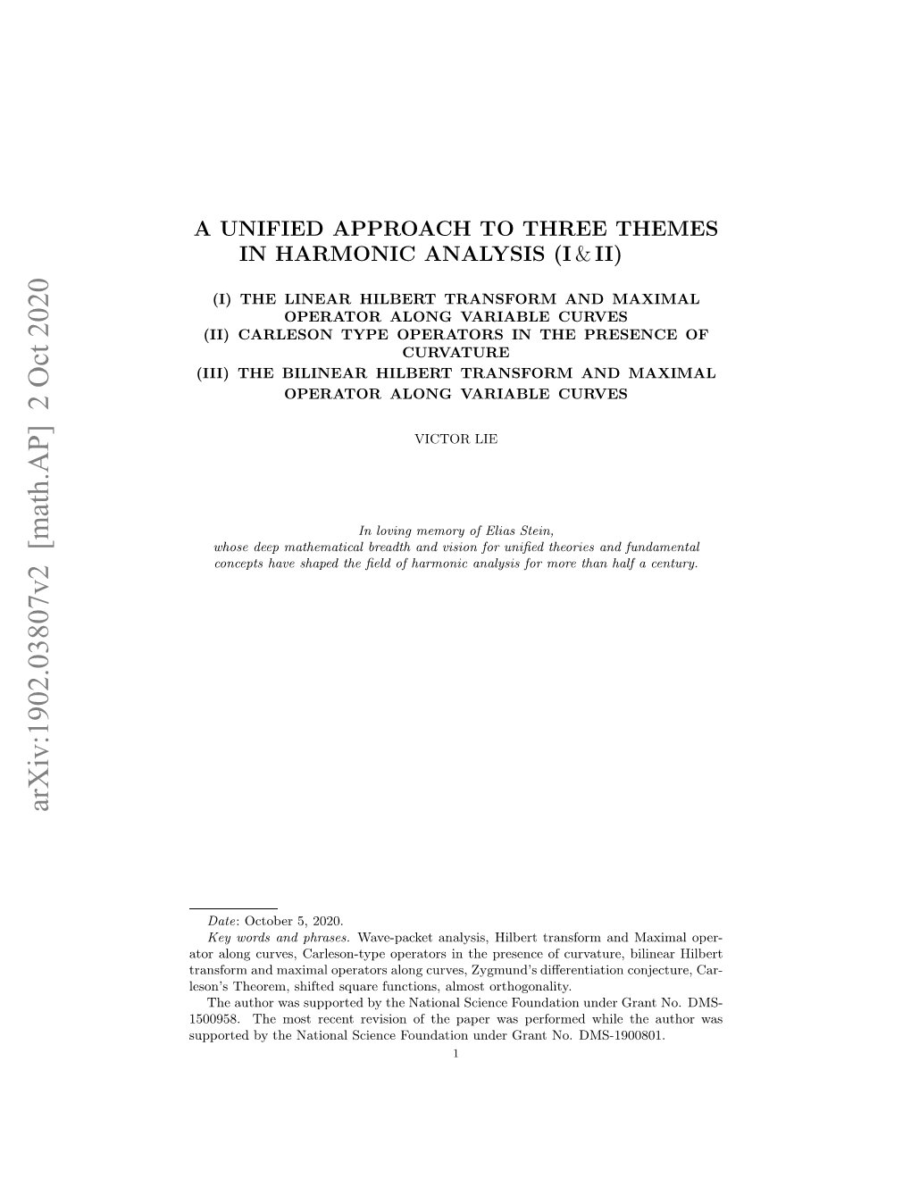 A Unified Approach to Three Themes in Harmonic Analysis ($1^{St} $ Part)