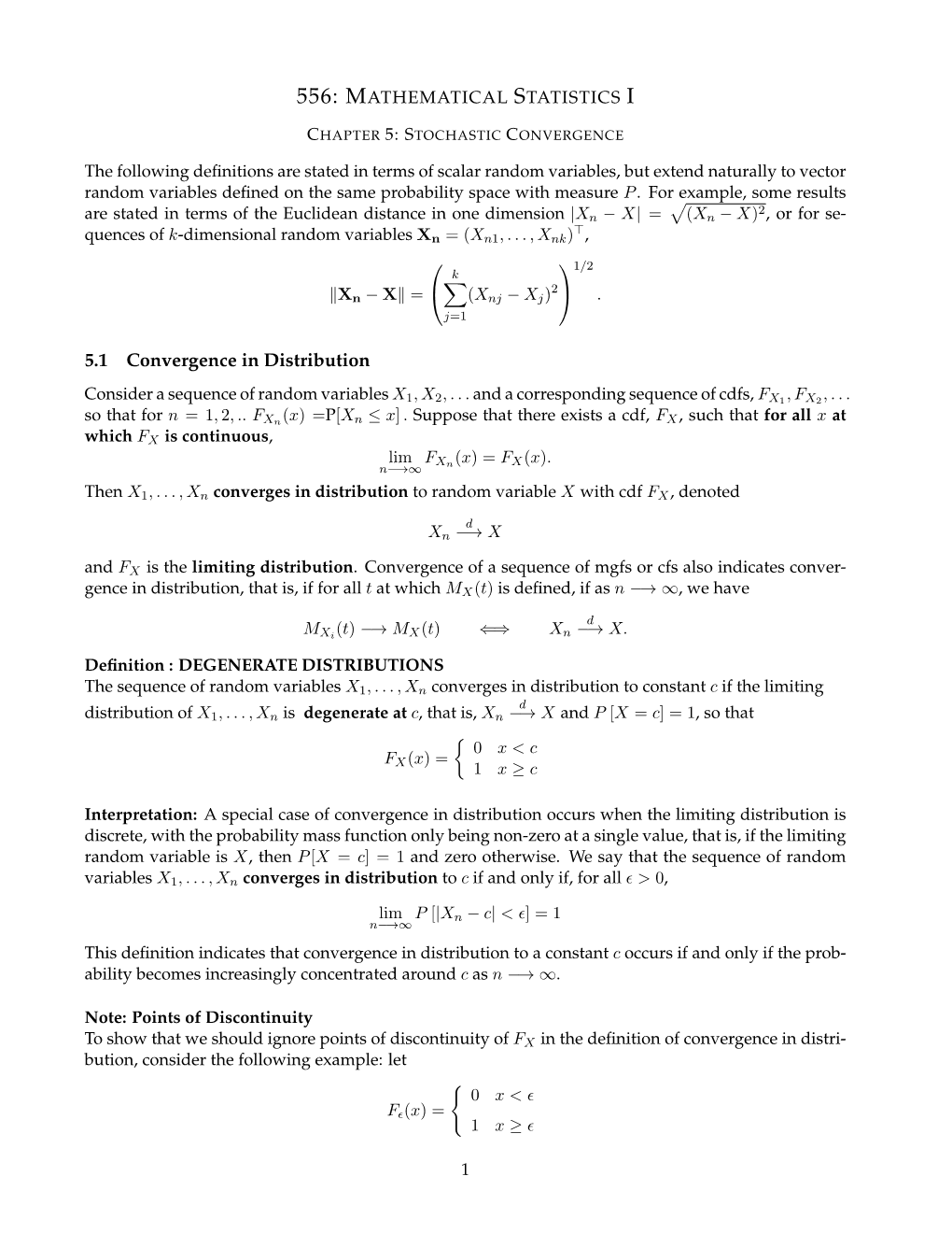 5.1 Convergence in Distribution