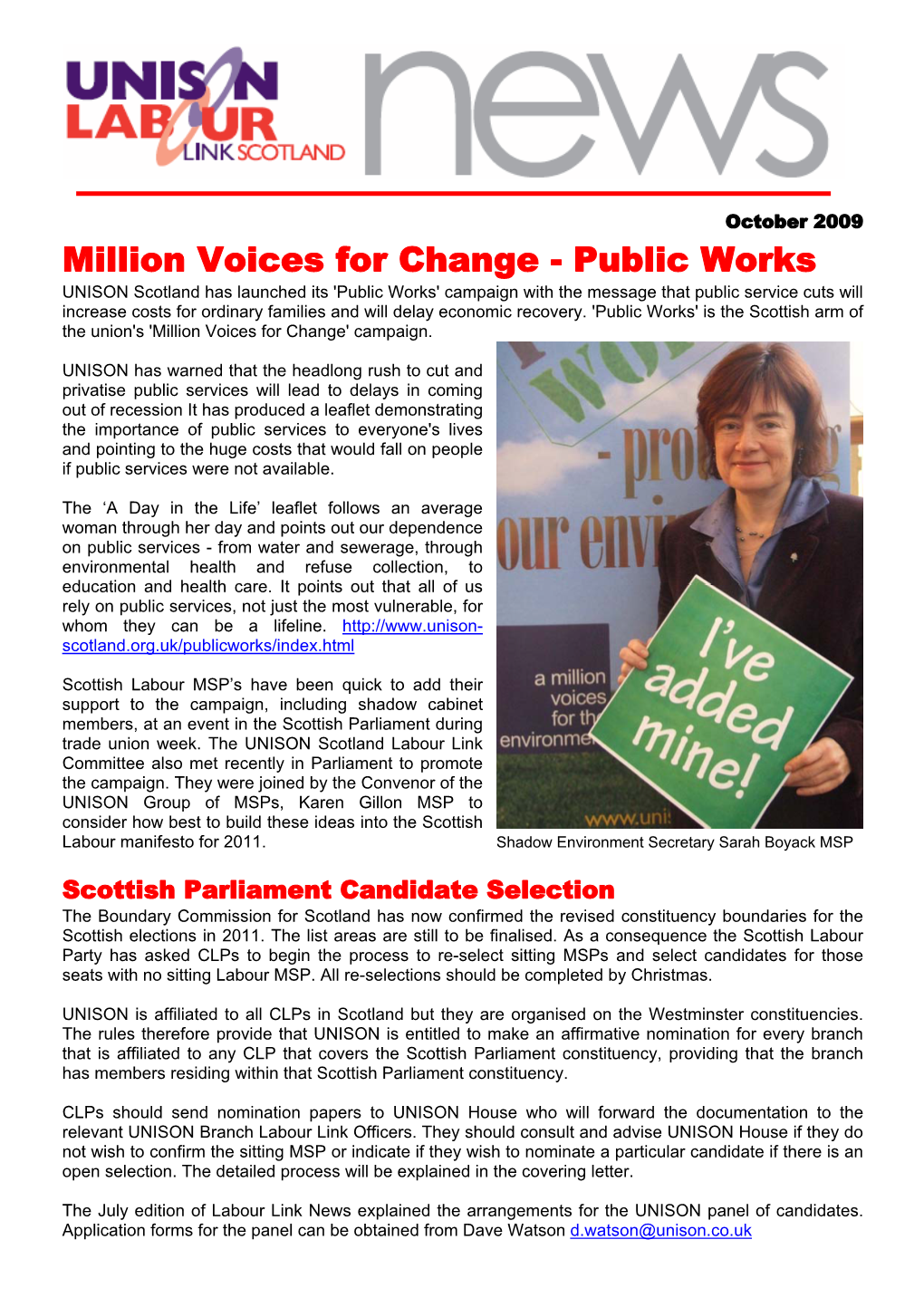 Labour Link News October 2009