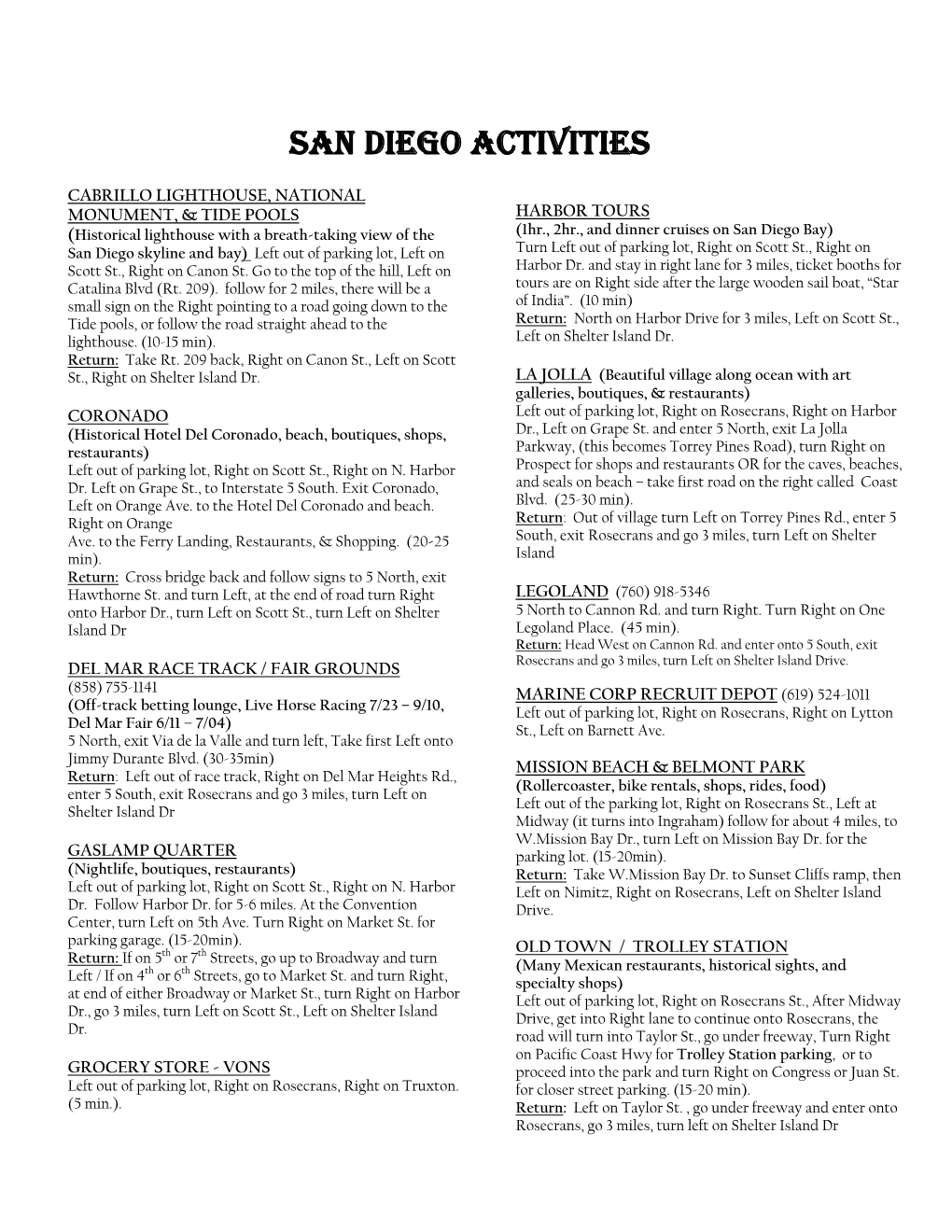 San Diego Activities.Pdf