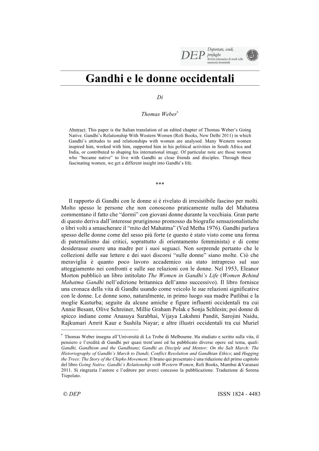 Gandhi E Le Donne Occidentali