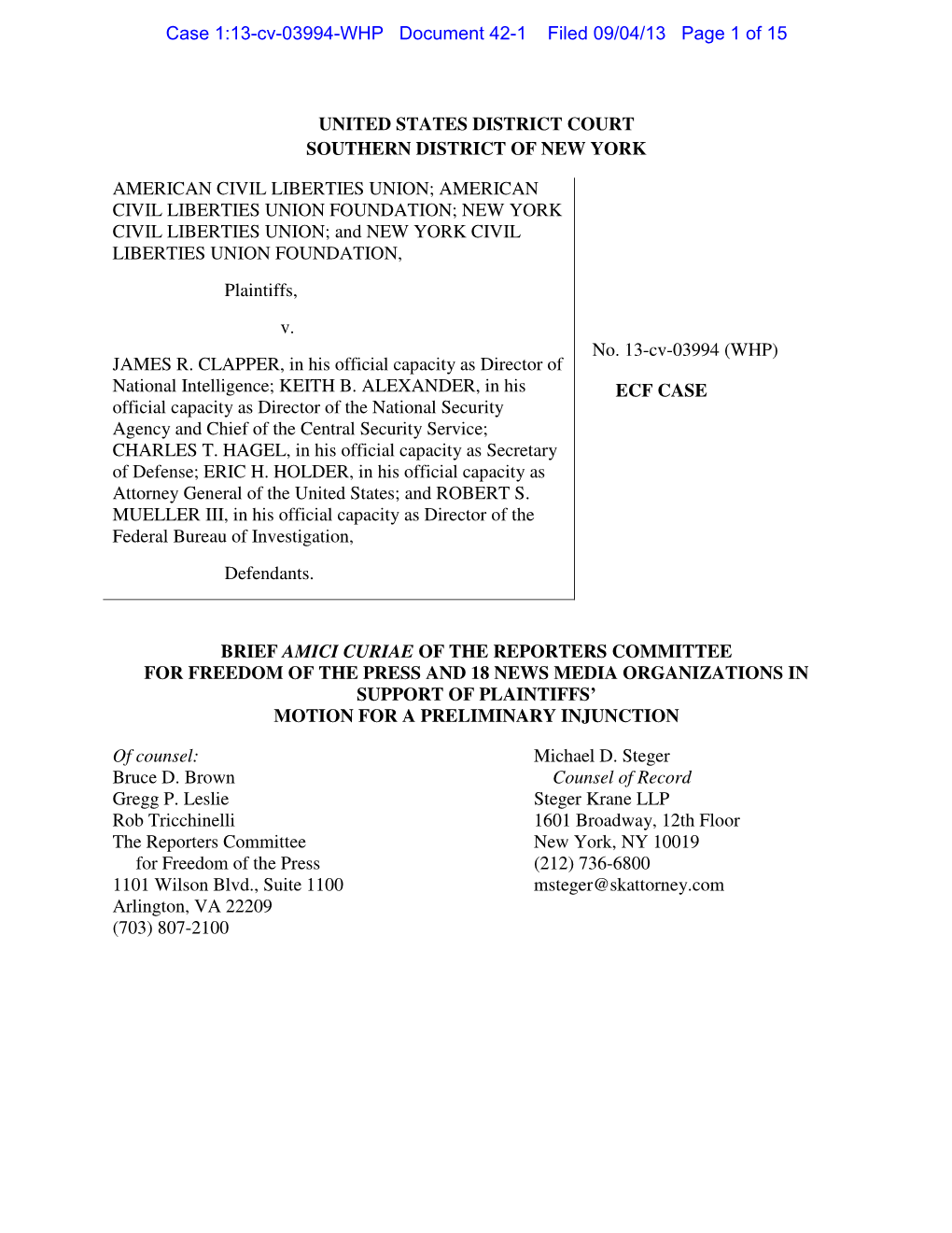 Case 1:13-Cv-03994-WHP Document 42-1 Filed 09/04/13 Page 1 of 15