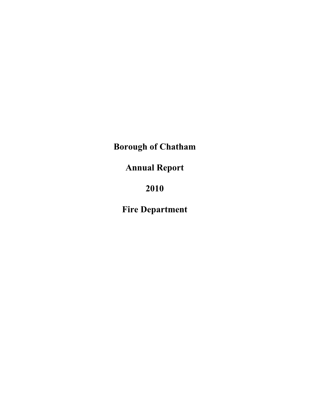 Fire Department Annual Report 2010