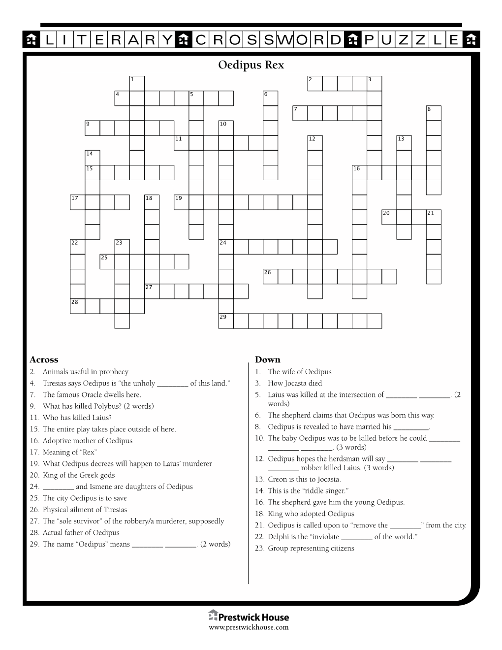 Oedipus Rex Crossword Puzzle