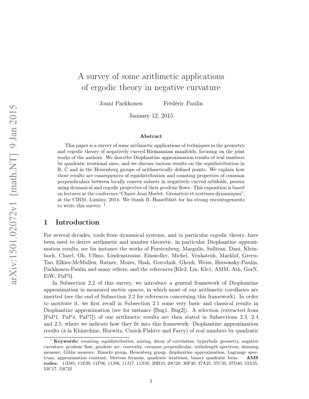 A Survey of Some Arithmetic Applications of Ergodic Theory in Negative Curvature