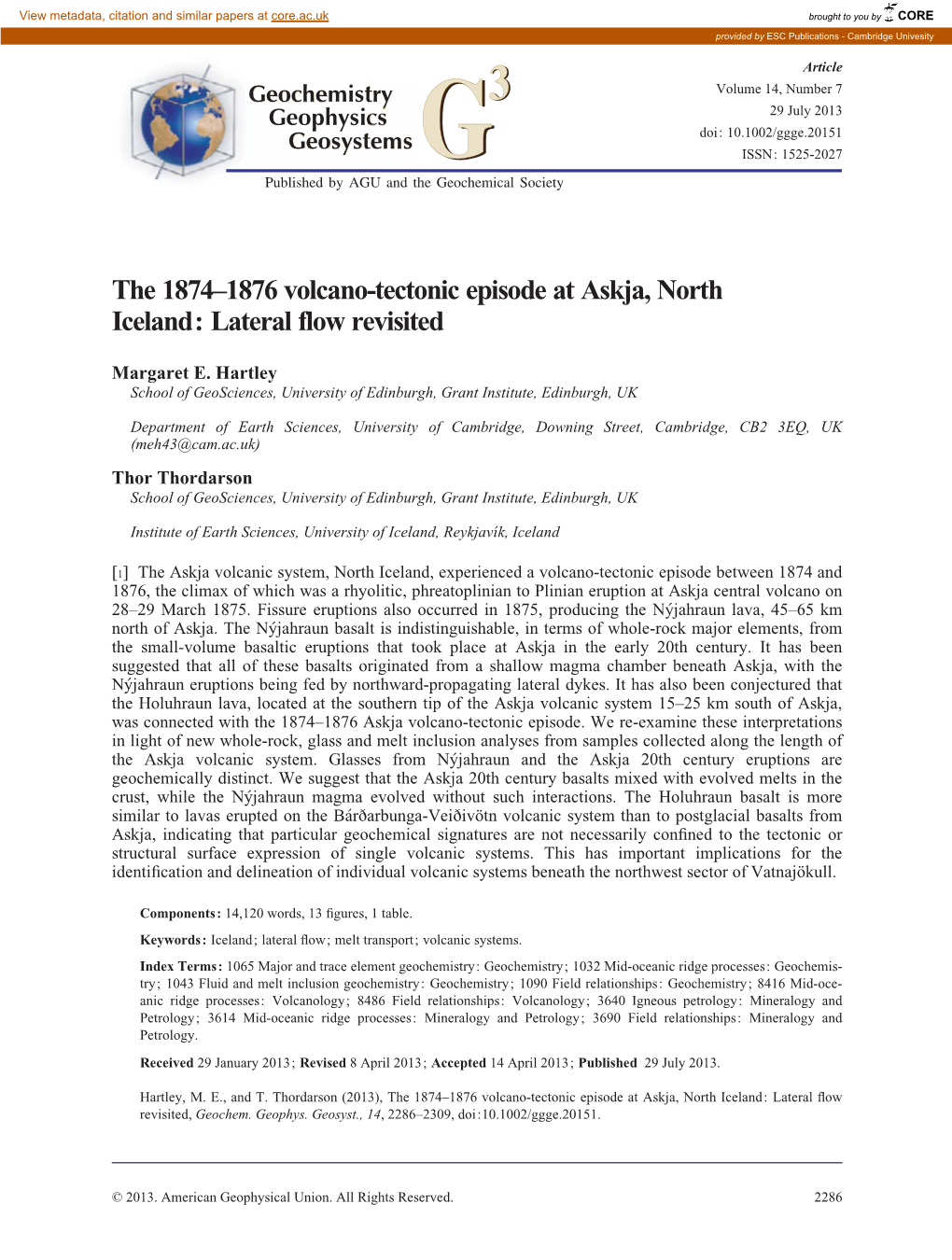 The 18741876 Volcanotectonic Episode at Askja, North Iceland