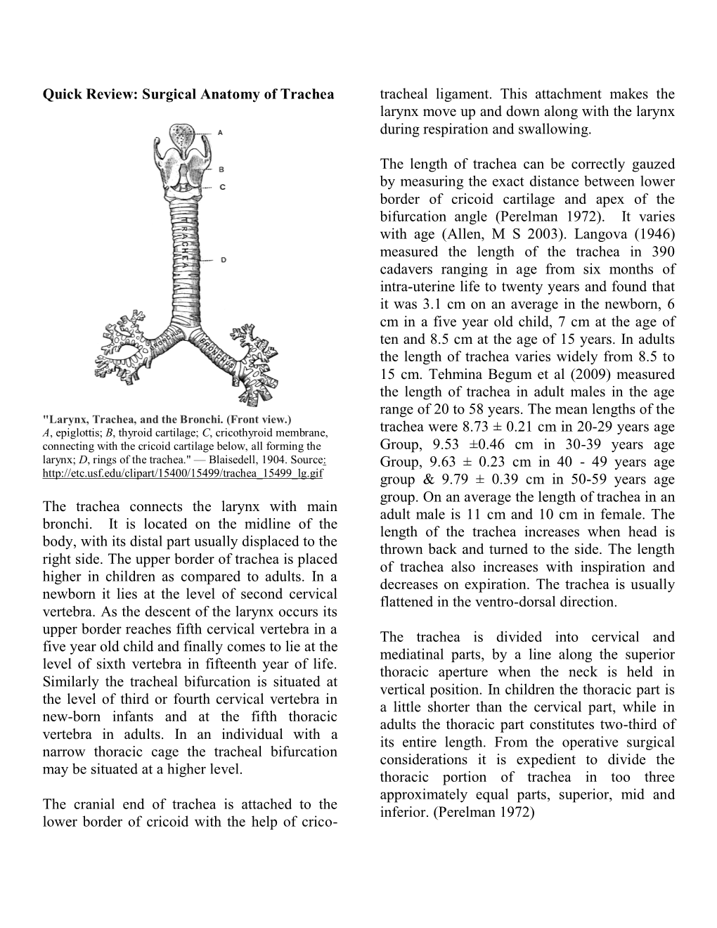 Quick Review: Surgical Anatomy of Trachea Tracheal Ligament