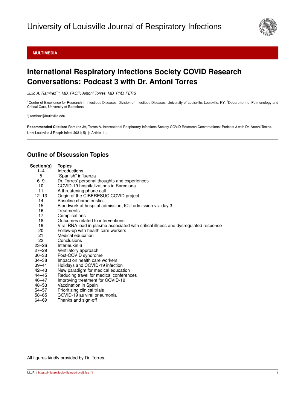 International Respiratory Infections Society COVID Research Conversations: Podcast 3 with Dr