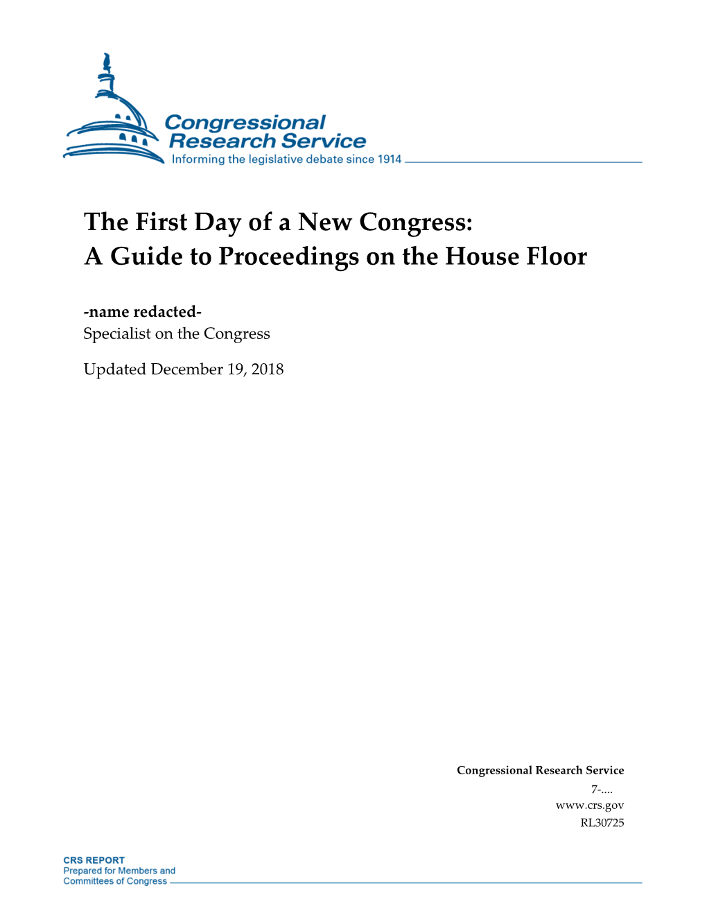 The First Day of a New Congress: a Guide to Proceedings on the House Floor