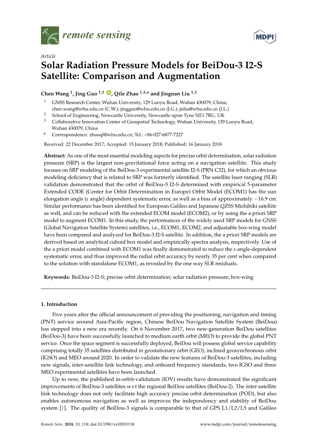 Solar Radiation Pressure Models for Beidou-3 I2-S Satellite: Comparison and Augmentation