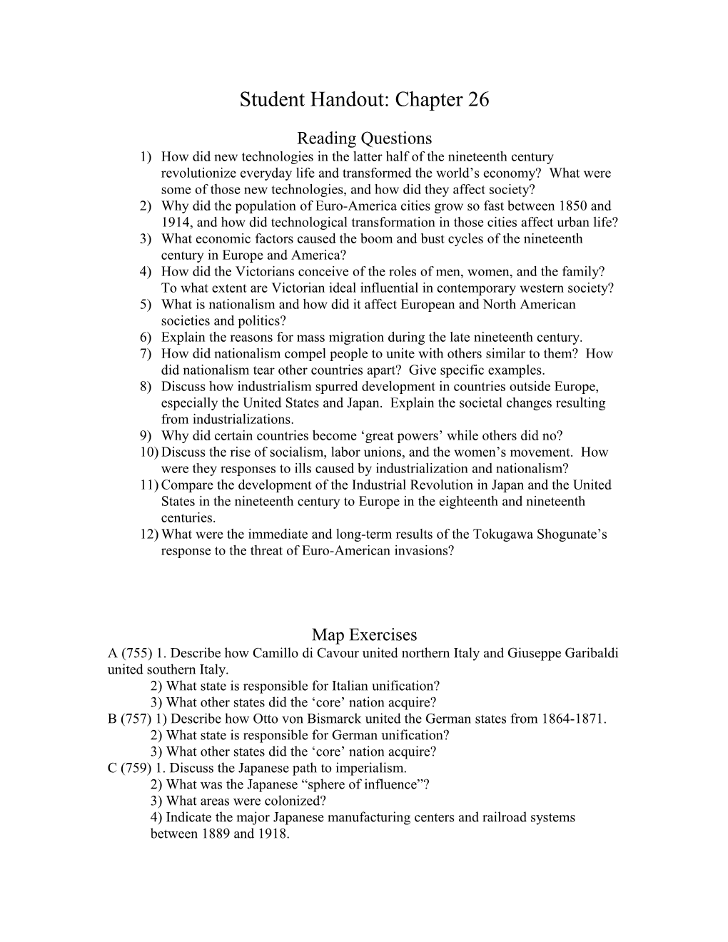 Student Handout: Chapter 26