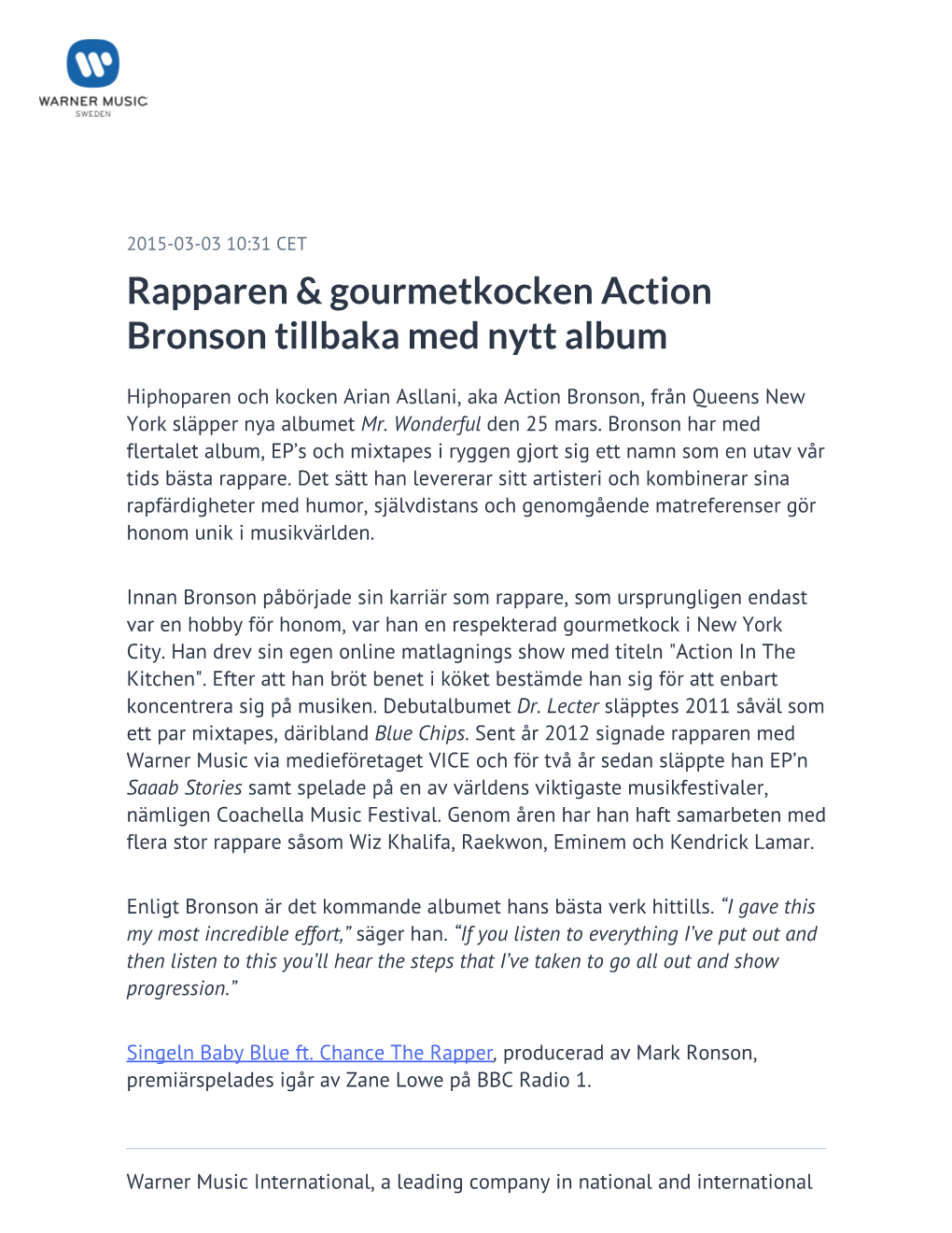 Rapparen & Gourmetkocken Action Bronson Tillbaka Med Nytt Album