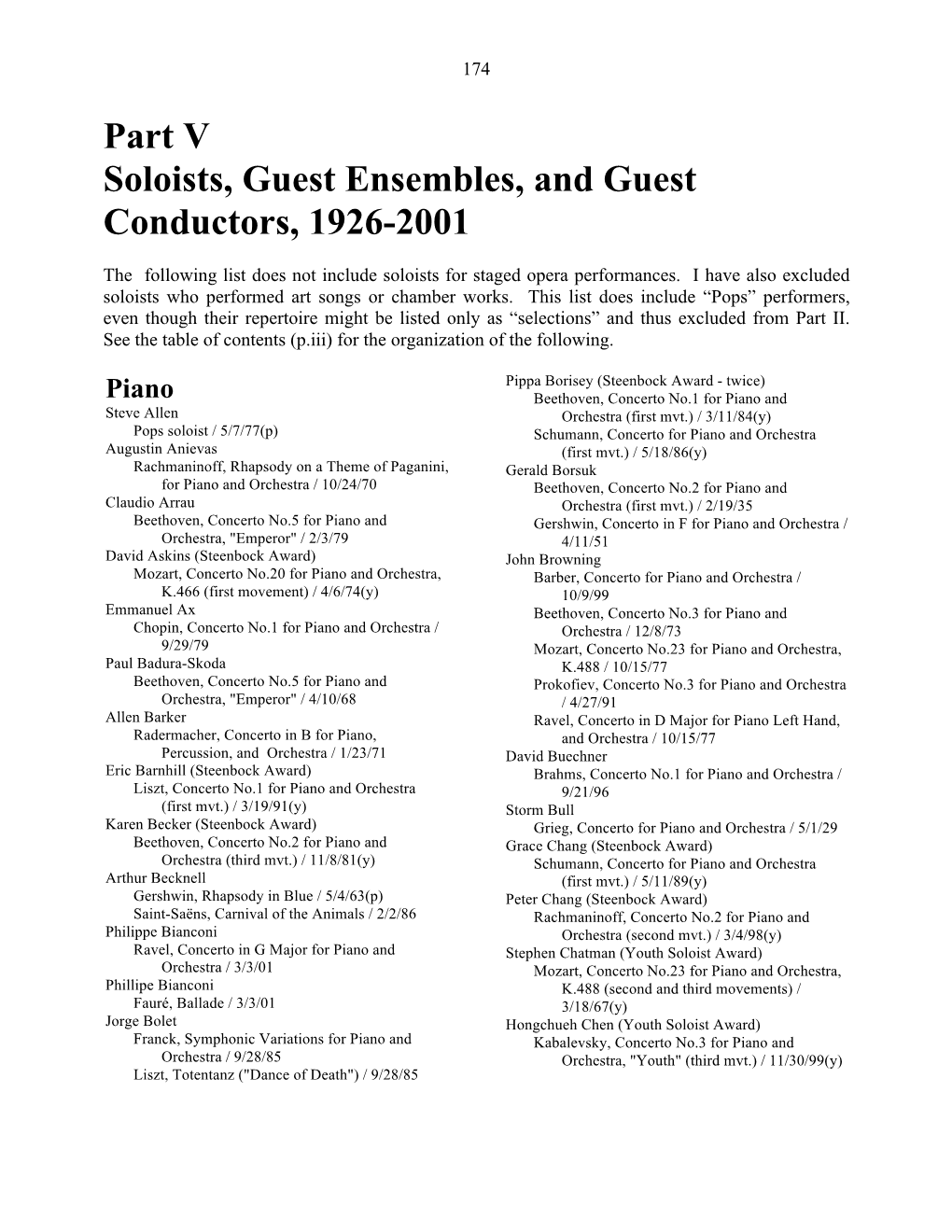 Part V Soloists, Guest Ensembles, and Guest Conductors, 1926-2001