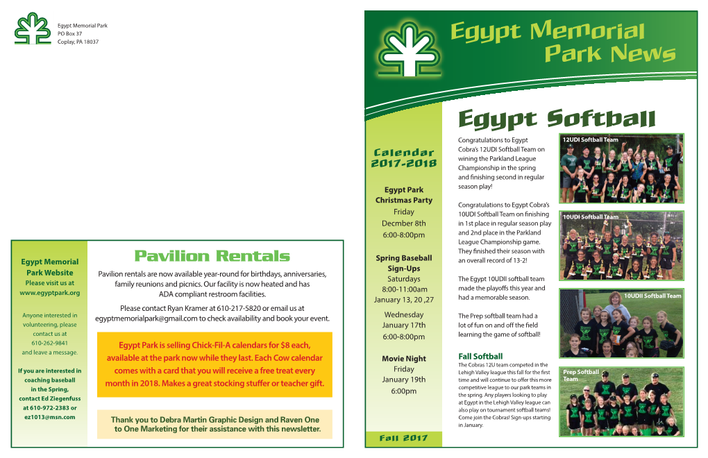 Egypt Memorial Park News Egypt Softball