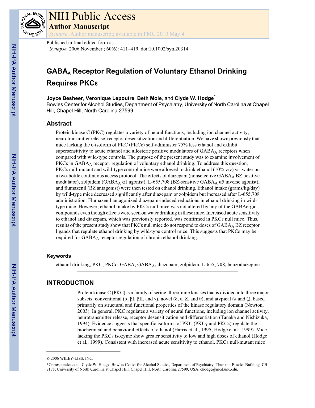 NIH Public Access Author Manuscript Synapse