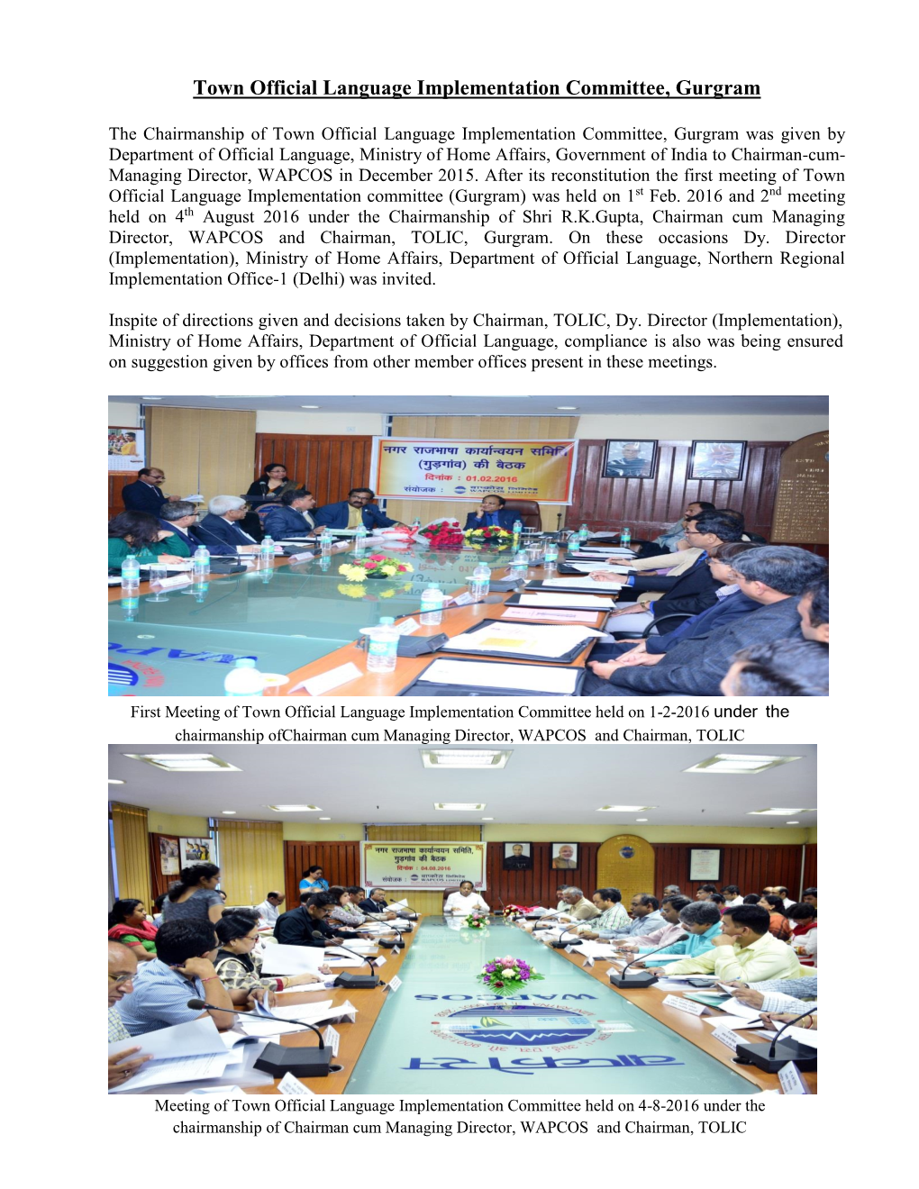 Town Official Language Implementation Committee, Gurgram