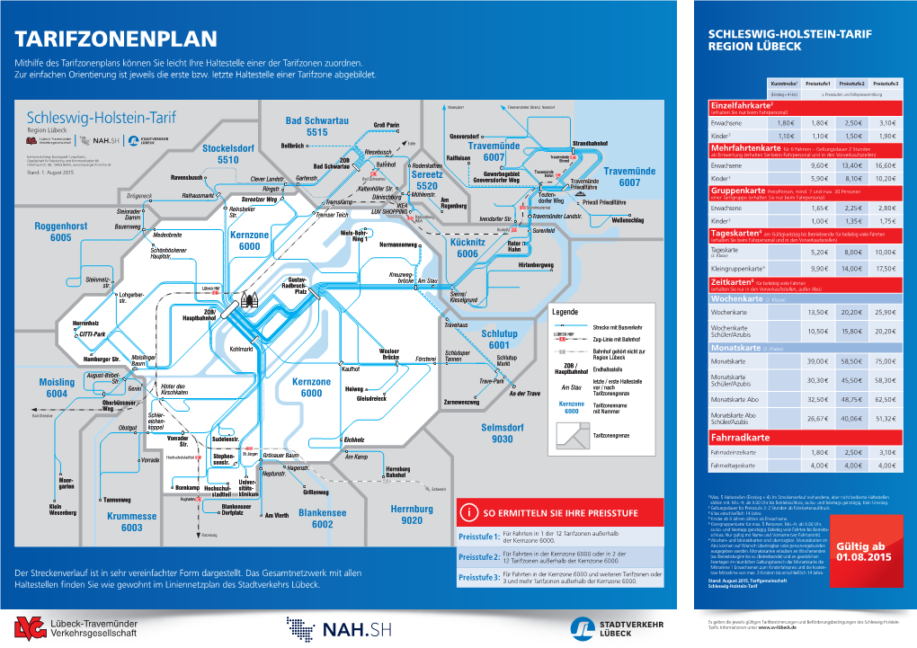 TARIFZONENPLAN REGION LÜBECK Mithilfe Des Tarifzonenplans Können Sie Leicht Ihre Haltestelle Einer Der Tarifzonen Zuordnen