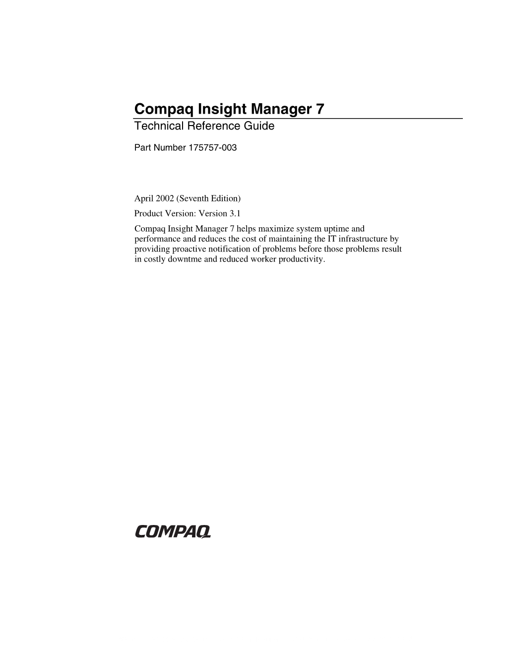 Compaq Insight Manager 7 Technical Reference Guide